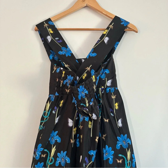 Borgo de Nor 100% Cotton Made in Italy Mila Floral Iris Black Maxi Dress Size:6 - Picture 4 of 7